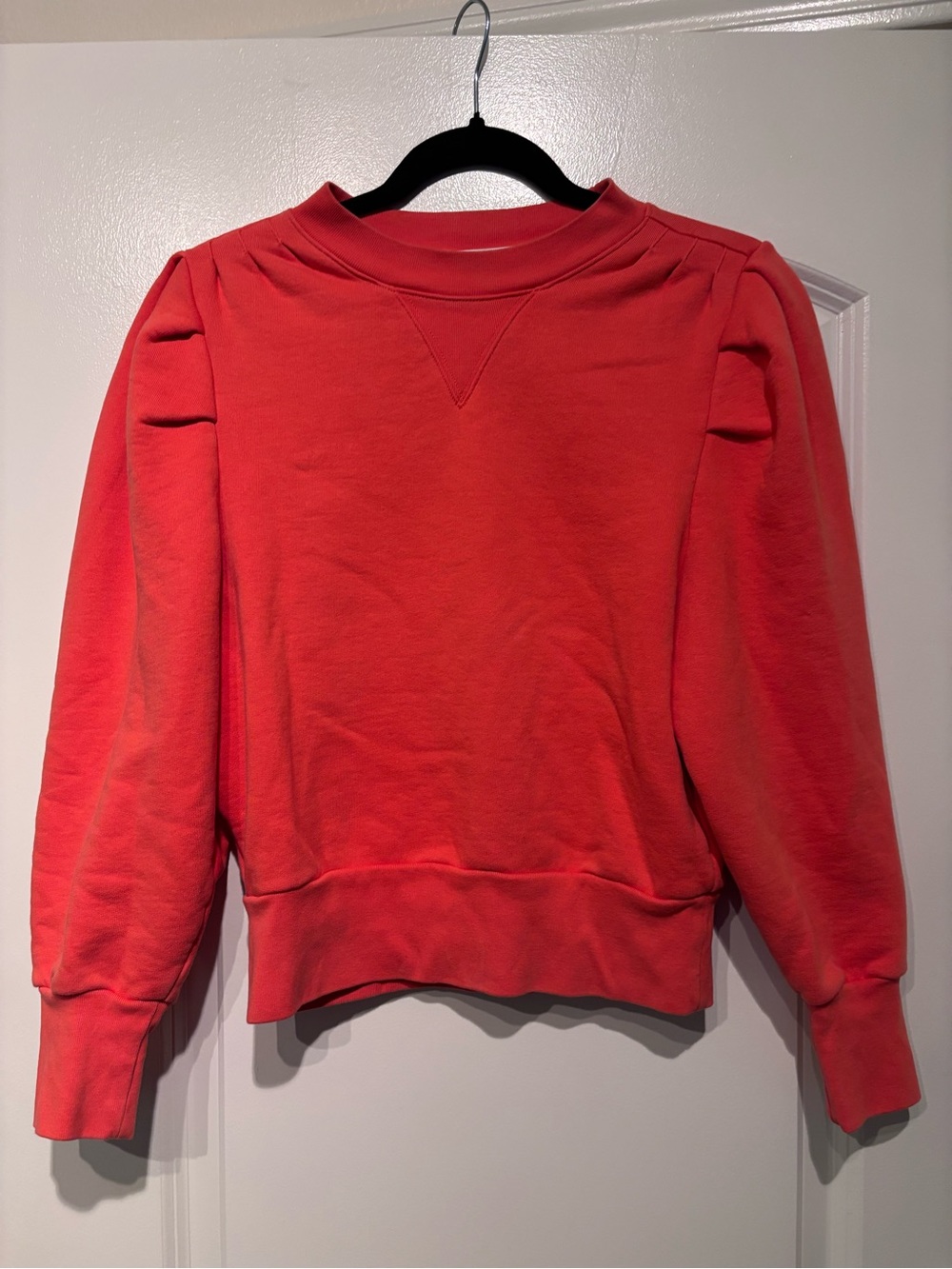 Frame Denim Red Puff Sleeve Sweatshirt